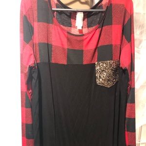 Buffalo Plaid Glitter Pocket